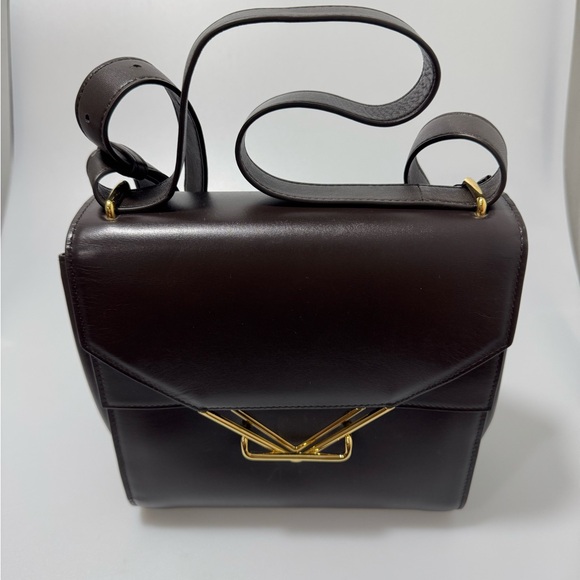 Bottega Veneta The Clip Crossbody Bag Fondant Brown Gold - Picture 1 of 12